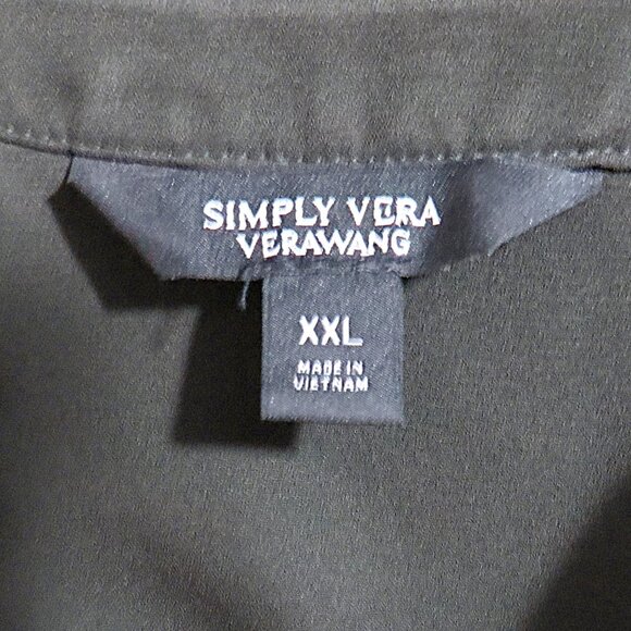 Simply Vera Vera Wang Dark Olive Pleated Split-Neck Blouse Size XXL - Picture 6 of 8